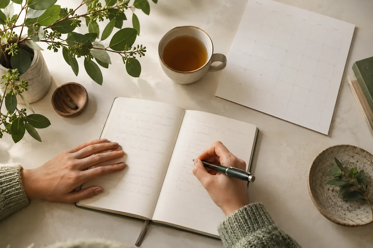 Notizbuch und Stift zum Festhalten eigener Fragen